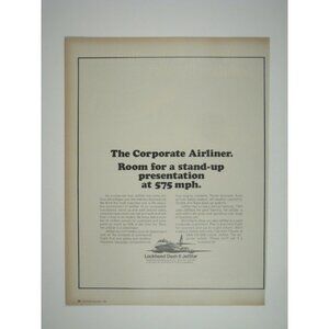 Lockheed Dash 8 JetStar 1969 The Corporate Airliner Ad Print Vintage Aviation